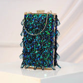 Women Luxury Designer Acrylic Beads Handle Shiny Crystal Bucket Purse Bridal Wedding Party Diamonds Tassel Evening Clutch Bag - Zeprah