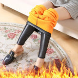 Women Pants High Waist Faux Leather Leggings Black Ninth Fleece Leggings Plush Pants Velvet Thick Warm Leggings - Zeprah