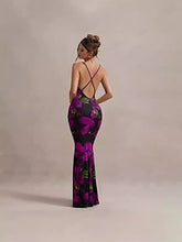Women Printed Slim Sexy Sleeveless Sexy Slim Club Dress Sleeveless Neck Drape Open Back Knit Slim Dress - Zeprah