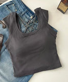 Women Sexy Breathable Chest Wrap Bra Pad Beauty Back Straps Sleeveless Shirt Beauty Back Club Workout Top - Zeprah