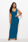 Women Solid Color Stretchy Camisole Spaghetti Strap Long Tank Top Slip Long Dress - Zeprah