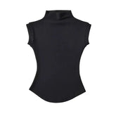 Women Summer Basic Simple Camisole Sleeveless Turtleneck High Stretchy Knitted Vest Turtleneck Unisex Tops - Zeprah