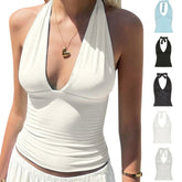 Women V - neck Slim Thin Summer Casual Knitted Eco - Friendly Quick Dry Short Cami Vest Crop Top Minimalist Streetwear - Zeprah