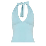 Women V - neck Slim Thin Summer Casual Knitted Eco - Friendly Quick Dry Short Cami Vest Crop Top Minimalist Streetwear - Zeprah