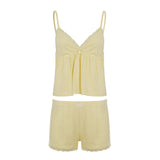 Women's 2 - Piece Babydoll Loungewear Set with Solid Knitting Cami Top and Above Knee Loose Shorts Breathable & Eco - Friendly - Zeprah