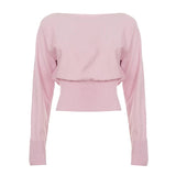 Women's Asymmetric Neckline Sweater Slash Neck Long Sleeve Solid Color Knit Top Anti - Wrinkle Polyester/Cotton Sexy Fashion - Zeprah