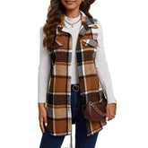 Women's Autumn Winter ELEGANT Button Plaid Vest Jacket - Zeprah