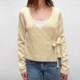 Women's Basic Solid Color Cardigan Autumn Winter Knit Sweater Loose Fit Belted Waist Comfortable - Zeprah