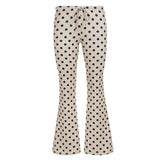 Women's Breathable Flat Front Low Waist Dot Print Drawstring Yoga Pants Casual Sportswear Joggers for Gym Fitness - Zeprah