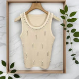 Women's Breathable Rhinestone Knitted tank Top Sleeveless Crop Top Women's Camisole - Zeprah