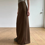 Women's Brown Patchwork Skirt Vintage Elegant A - Line Maxi Anti - Wrinkle Spandex/Polyester Slim Fit - Zeprah