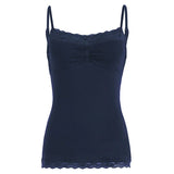 Womens CAMIS Summer Knit Spandex Slim Fit Casual Lace Trim Adjustable Straps Breathable Eco - Friendly Solid - Zeprah