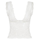 Women's Camisole Summer Sexy Lace Sequin Trim Knitted Short Sleeveless Top for Party Wear - Zeprah