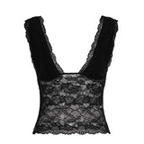 Women's Camisole Summer Sexy Lace Sequin Trim Knitted Short Sleeveless Top for Party Wear - Zeprah