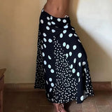 Women's Casual Autumn Soft Breathable Contrast Color Polka Dot Paneled Knit Maxi Skirt Elegant A - Line Design Factory Direct - Zeprah