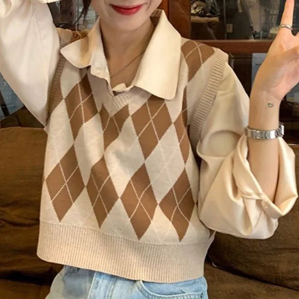 Women's Casual New V - Neck Sweater Vest Long Knitted Waistcoat for Spring Autumn women's cold vest - Zeprah