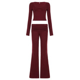Women's Casual Sport Set Fall Winter Knitting Patchwork Tracksuit V - Neck Shorts Long Sleeve Top Skinny Fit Flare Jogger - Zeprah
