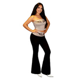 Women's Casual Vintage Tracksuit Set 2 - Piece Short Crop Top Low - Rise Wide Leg Pants Breathable Eco - Friendly Sleeveless - Zeprah