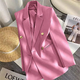 Women's Coat New Spring Autumn Elegant Leisure Solid Long Sleeved Blazers Korean Fashion Luxury Loose Fit Women's Jackets - Zeprah