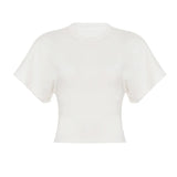 Women's Eco - Friendly Summer Cotton T-Shirt Custom Streetwear Top Solid Color Crew Neck Cinched Waist - Zeprah