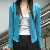 Women's Elegant Autumn Wool Sweater Slim Fit Cardigan with Tie Collar and Button Down Versatile Casual Top - Zeprah