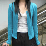 Women's Elegant Autumn Wool Sweater Slim Fit Cardigan with Tie Collar and Button Down Versatile Casual Top - Zeprah