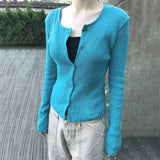 Women's Elegant Autumn Wool Sweater Slim Fit Cardigan with Tie Collar and Button Down Versatile Casual Top - Zeprah