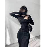 Women's Elegant Turtleneck Maxi Dress | Sexy Sweet Solid Mermaid/Trumpet Gown | Long Sleeve Skinny Fit Polyester | Anti - Wrinkle Breathable $80$ - gram - Zeprah