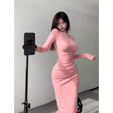 Women's Elegant Turtleneck Maxi Dress | Sexy Sweet Solid Mermaid/Trumpet Gown | Long Sleeve Skinny Fit Polyester | Anti - Wrinkle Breathable $80$ - gram - Zeprah