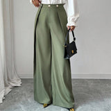 Women's Elegant Wide - Leg Pleated Trousers Casual Fall Pants with Drappy Fit - Zeprah