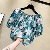 Women's Floral Off - The - Shoulder T-shirt 2025 Summer New Arrival Loose Short Sleeve Cute Fashion Casual Short Top - Zeprah