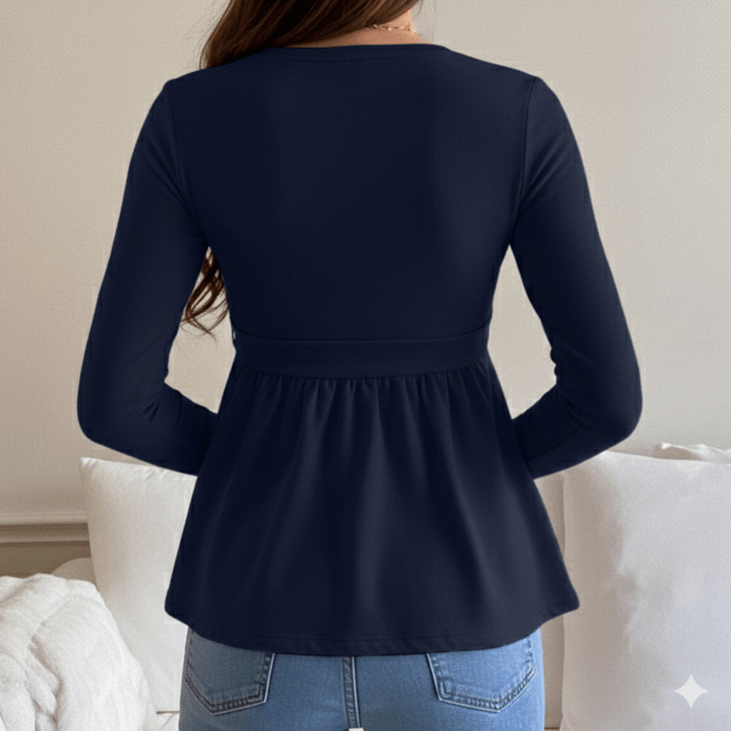 Women’s Full Sleeve Viscose/Polyester Knit with Ruffles – Lace V - Neck Sexy Blouse, Cute Autumn Loose Fit Plus Size Top - Zeprah