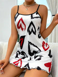 Women's Homewear Camisole Nightdress Printed Dress European American Style Sexy New Nightwear Set - Zeprah
