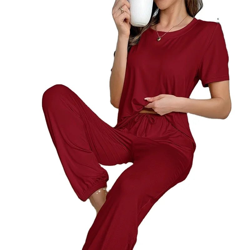 Women's Homewear Pajama Set Comfortable Casual Solid Versatile Stylish for Daily Outdoor Wear - Zeprah