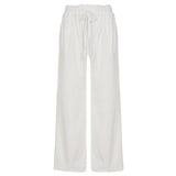 Women's Joggers, Lace Trim Wide Leg Sweatpants, Drawstring Lounge Pants - Zeprah