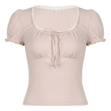 Women's Knitted Puff Sleeve T-Shirt Soft Cute Slim Fit Breathable Anti - Pilling Slimming Casual Autumn Blouse - Zeprah