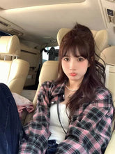 Women's Korean - Style High - End Designed French Vintage Versatile Slouchy Loose Lightweight Plaid Shirt - Zeprah