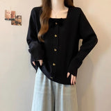 Women's Large Size Women's Bow Square Collar Long - sleeved T-shirt Women's Spring and Autumn 2025 New Loose Slim Top - Zeprah