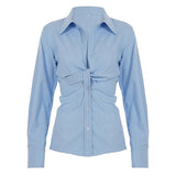 Women's Long Sleeve Casual Slim Fit Blouse High Quality Fashion Top with Lapel Collar and Button Decoration for Summer - Zeprah