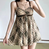 Women's Long Sweet Plaid Chiffon Tank Top Fashionable Retro Loose Eco - Friendly - Zeprah