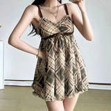 Women's Long Sweet Plaid Chiffon Tank Top Fashionable Retro Loose Eco - Friendly - Zeprah