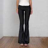 Women's Low Rise Fold Over Yoga Pants Flared Bootcut Leggings High Elasticity Slim Fit Casual - Zeprah