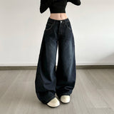 Women's Low Rise Wide Leg Boyfriend Jeans with Unique Blade Cut Hem Eco - Friendly Loose Fit Back Print Casual Streetwear - Zeprah