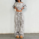 Women's Off - Shoulder Sweatshirt and Jogger Set, Athletic Hoodie Outfit - Zeprah