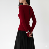 Women's Off - Shoulder T-Shirt , Solid Color Cropped Long Sleeve Top , Strapless Sexy Club Slim Fit Casual Blouse , Custom OEM Nylon/Poly - Zeprah