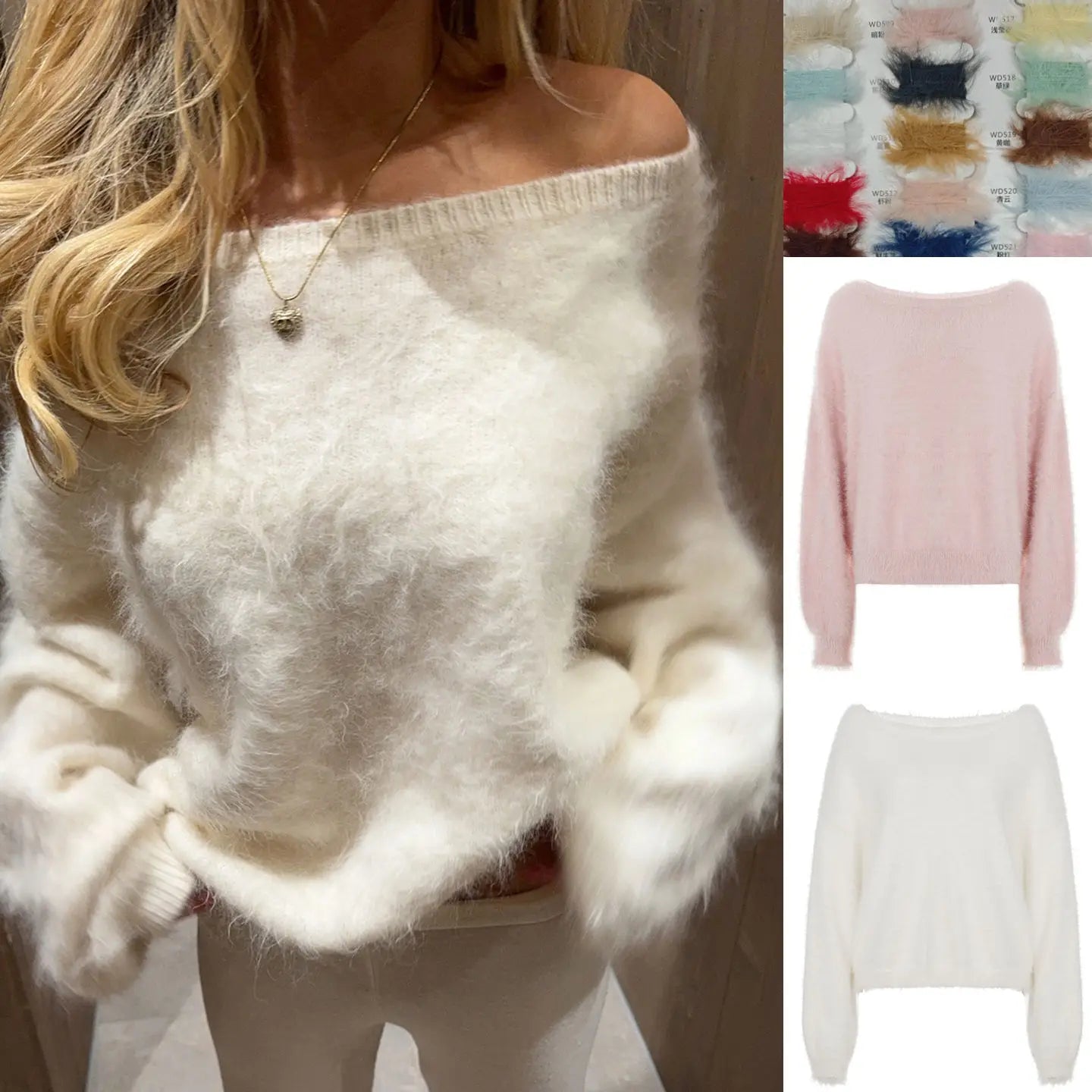 Womens Oversized Winter Sweater off Shoulder Long Sleeve Pullover Soft Warm Solid Color Relaxed Fit High Street Factory Direct - Zeprah