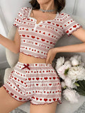 Womens Pajamas Two Piece Loungewear Sets Sleepwear for Women Short Sleeve Pjs Set - Zeprah
