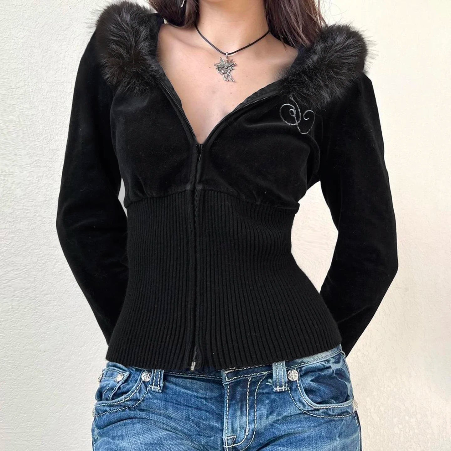 Women's Printed Velour Hooded Jacket Fall Winter Thermal Zip - Up Sweatshirt Casual Sporty Outerwear Front Logo - Zeprah