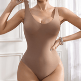 Women’s Seamless One - Piece Body Shaper – Square Neck, Tummy Control, Short Sleeves (Wholesale) - Zeprah