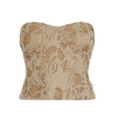 Women's Sexy Breathable Eco - Friendly Casual Short Corset Tank Tops Hollow Solid Pattern Knitted Fabric Sleeveless Bustier - Zeprah